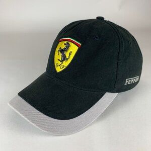 Ferrari Vintage Unisex Black Gray Relaxed Fit Strapback Adjustable Hat 2002